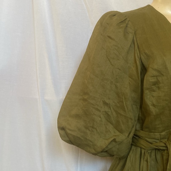 EVERY CLOTHING Women Green Mini Wrap Dress Size Small V-Neck Puffy Sleeves NWOT - Picture 3 of 7